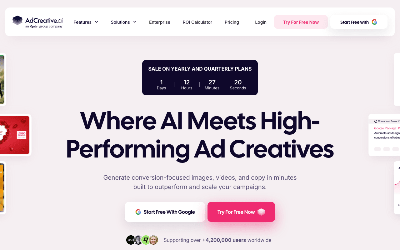 AdCreative.ai homepage screenshot — 2026