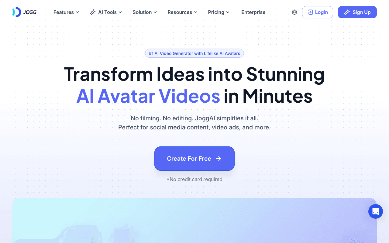 JoggAI homepage screenshot — 2026