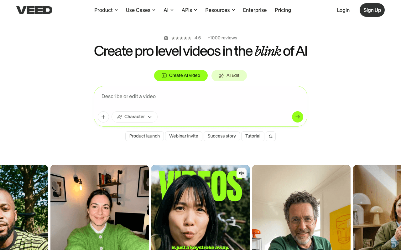 VEED homepage screenshot — 2026