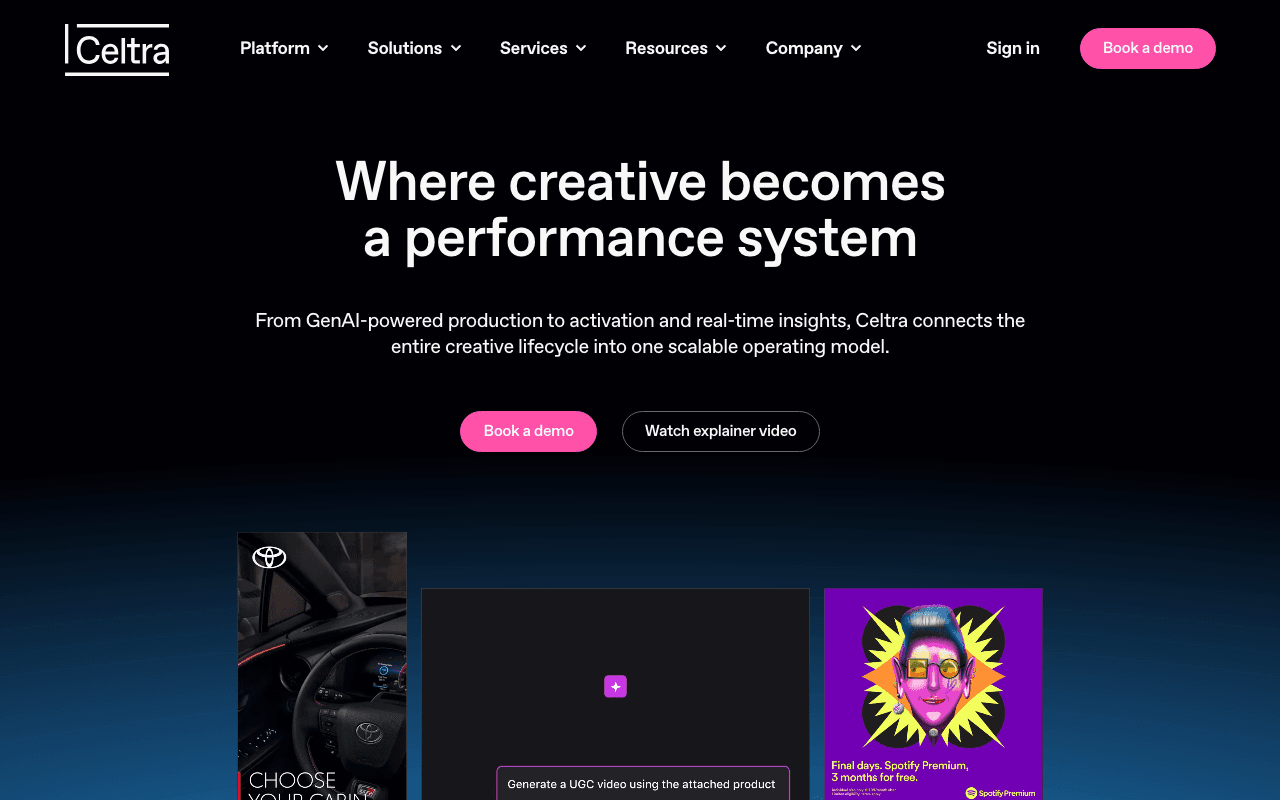 Celtra homepage screenshot — 2026