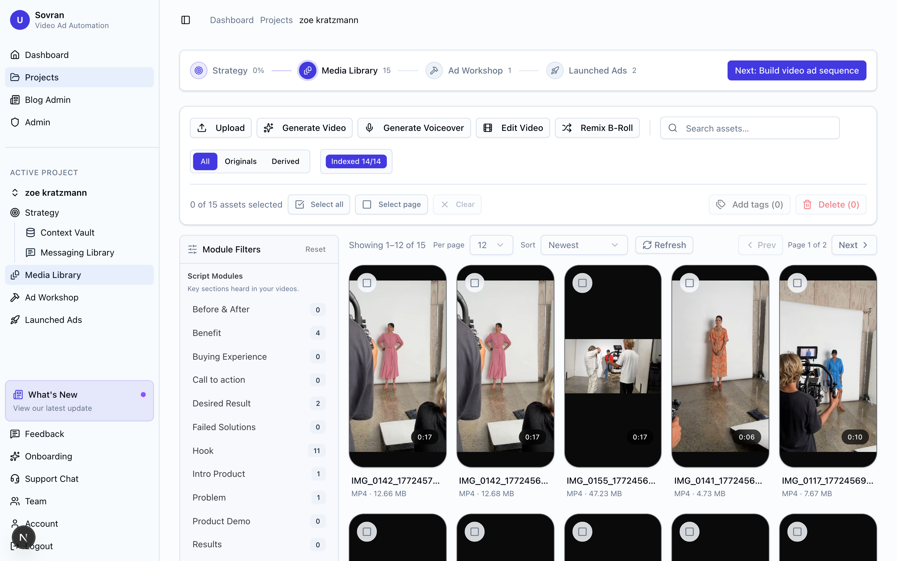 Messaging Library with persona and angle tabs