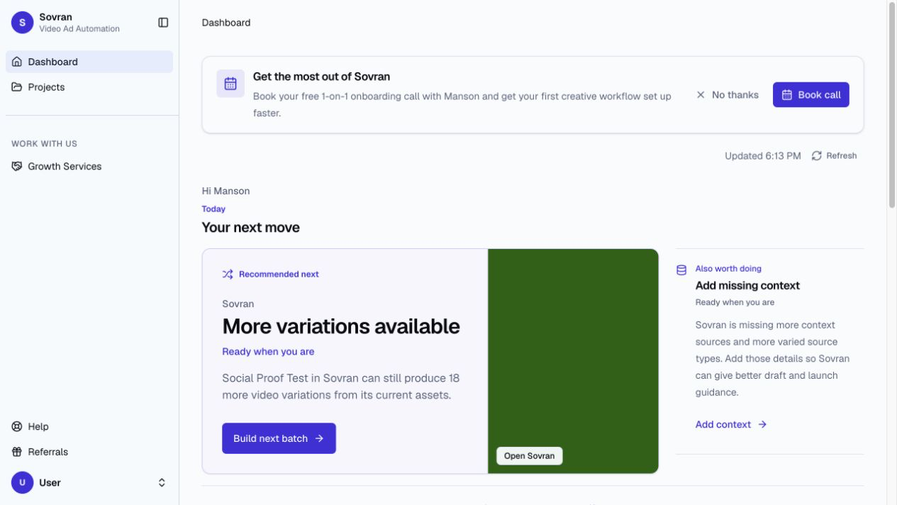 Sovran dashboard overview