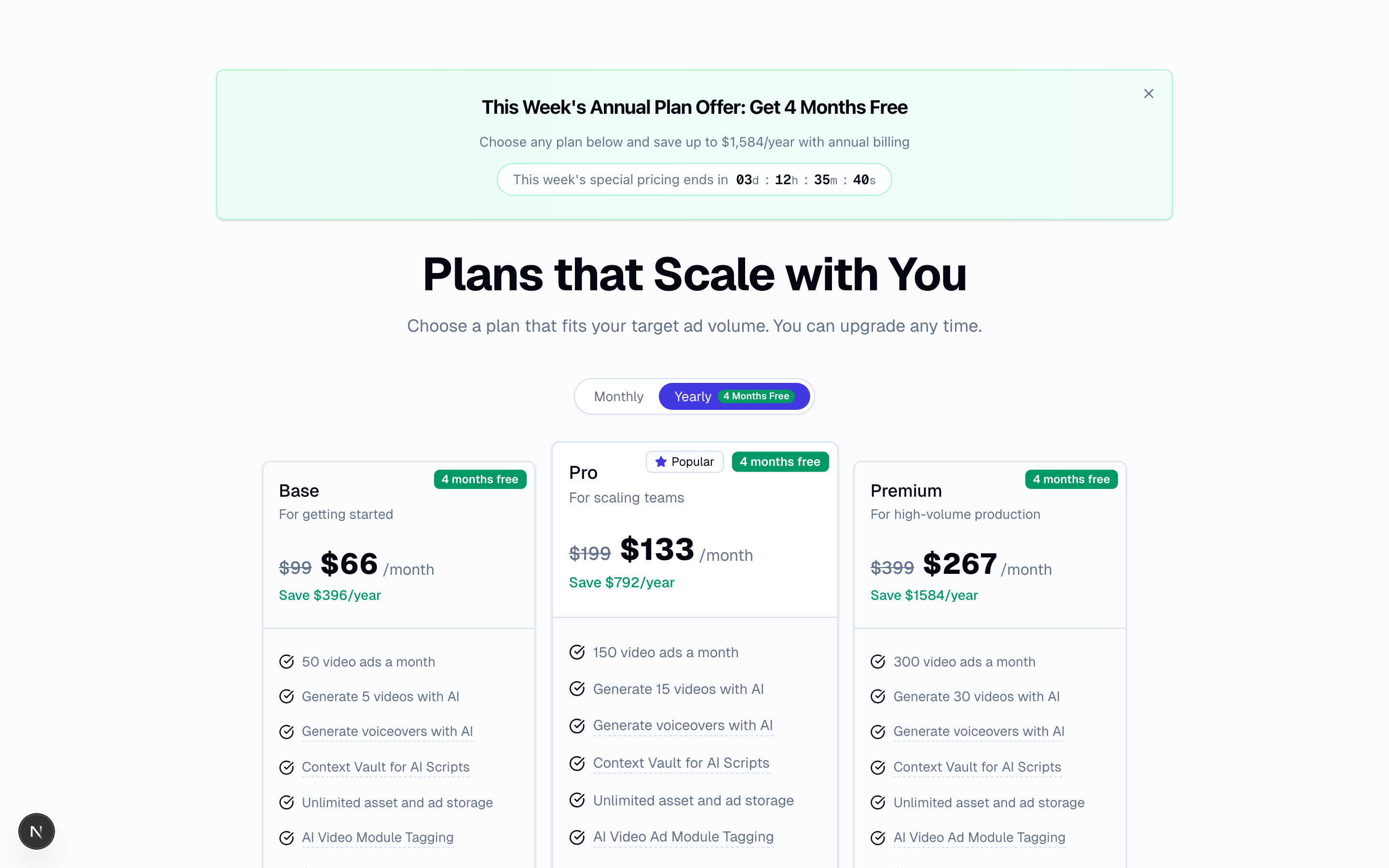 Sovran pricing plans